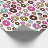 patroon van donuts, kleurrijke donuts, sproeten cadeaupapier (Hoek)