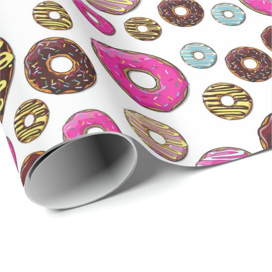 patroon van donuts, kleurrijke donuts, sproeten cadeaupapier (Rol Hoek)