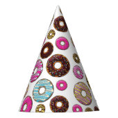 patroon van donuts, kleurrijke donuts, sproeten feesthoedjes (Voorkant)