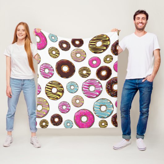 patroon van donuts, kleurrijke donuts, sproeten fleece deken (In situ)