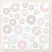patroon van donuts, kleurrijke donuts, sproeten glazen onderzetter (Achterkant)
