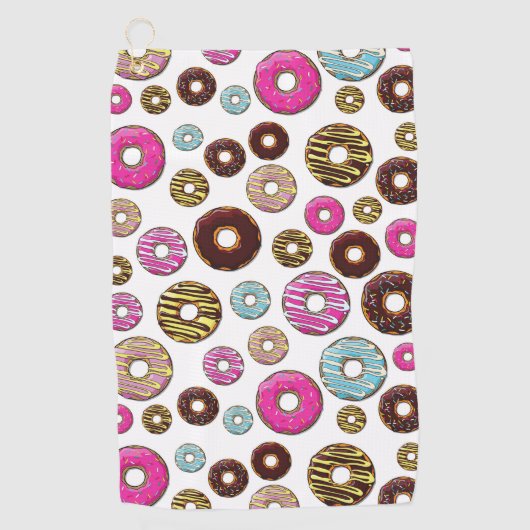 patroon van donuts, kleurrijke donuts, sproeten golfhanddoek (Voorkant)