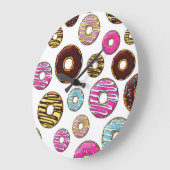 patroon van donuts, kleurrijke donuts, sproeten grote klok (Hoek)