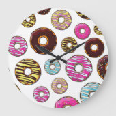 patroon van donuts, kleurrijke donuts, sproeten grote klok (Voorkant)