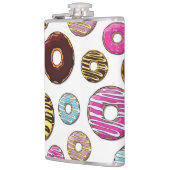 patroon van donuts, kleurrijke donuts, sproeten heupfles (Links)