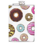 patroon van donuts, kleurrijke donuts, sproeten heupfles (Voorkant)