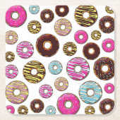 patroon van donuts, kleurrijke donuts, sproeten kartonnen onderzetters (Voorkant)