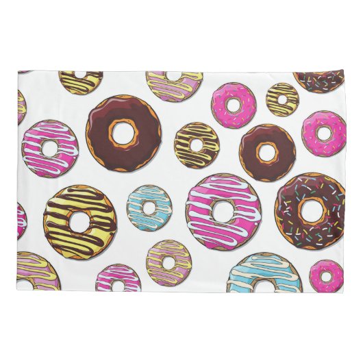 patroon van donuts, kleurrijke donuts, sproeten kussensloop (Achterkant)