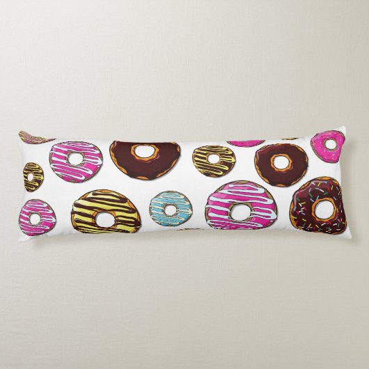 patroon van donuts, kleurrijke donuts, sproeten lichaamskussen (Achterkant)