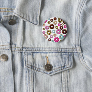 patroon van donuts, kleurrijke donuts, sproeten ronde button 5,7 cm