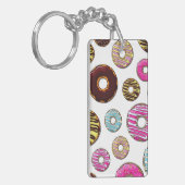patroon van donuts, kleurrijke donuts, sproeten sleutelhanger (Voorkant Links)