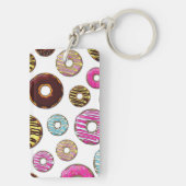 patroon van donuts, kleurrijke donuts, sproeten sleutelhanger (achterkant)