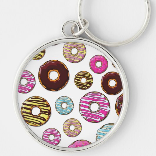 patroon van donuts, kleurrijke donuts, sproeten sleutelhanger (Voorkant)