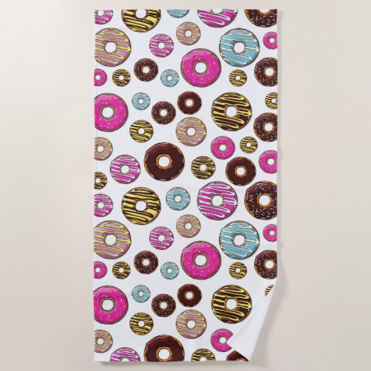 patroon van donuts, kleurrijke donuts, sproeten strandlaken (Voorkant)