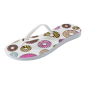 patroon van donuts, kleurrijke donuts, sproeten teenslippers (Schuin)