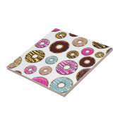 patroon van donuts, kleurrijke donuts, sproeten tegeltje (Zijkant)