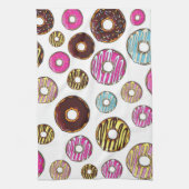 patroon van donuts, kleurrijke donuts, sproeten theedoek (Verticaal)