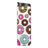 patroon van donuts, kleurrijke donuts, sproeten thermosbeker (Geroteerd rechts)