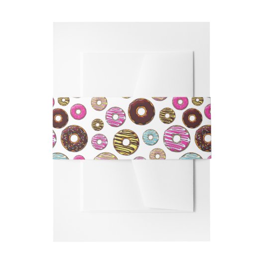 patroon van donuts, kleurrijke donuts, sproeten uitnodigingen wikkel (Voorkant Voorbeeld)