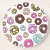 patroon van donuts, kleurrijke donuts, sproeten zandsteen onderzetter (Voorkant)