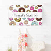 patroon van donuts, kleurrijke donuts, zoet 16 spandoek (Insitu)