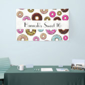 patroon van donuts, kleurrijke donuts, zoet 16 spandoek (Beurs)