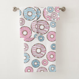 patroon van donuts, roze donuts, blauwe donuts bad handdoek