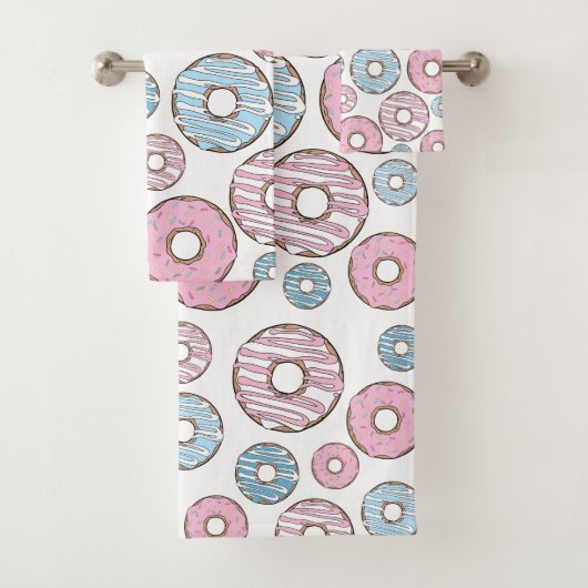 patroon van donuts, roze donuts, blauwe donuts bad handdoek (Insitu)