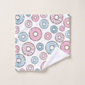 patroon van donuts, roze donuts, blauwe donuts bad handdoek (Wasdoekje)
