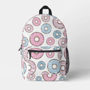 patroon van donuts, roze donuts, blauwe donuts bedrukte rugzak