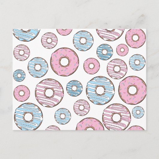 patroon van donuts, roze donuts, blauwe donuts briefkaart (Voorkant)