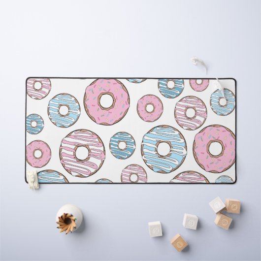 patroon van donuts, roze donuts, blauwe donuts bureaumat (Kindertafel)