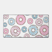 patroon van donuts, roze donuts, blauwe donuts bureaumat (Voorkant)