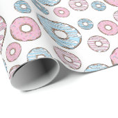 patroon van donuts, roze donuts, blauwe donuts cadeaupapier (Rol Hoek)