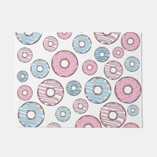 patroon van donuts, roze donuts, blauwe donuts deurmat (Voorkant)