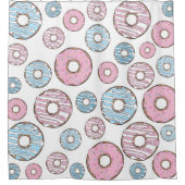 patroon van donuts, roze donuts, blauwe donuts douchegordijn (Voorkant)