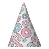 patroon van donuts, roze donuts, blauwe donuts feesthoedjes (Rechts)