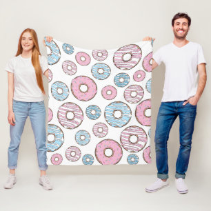 patroon van donuts, roze donuts, blauwe donuts fleece deken