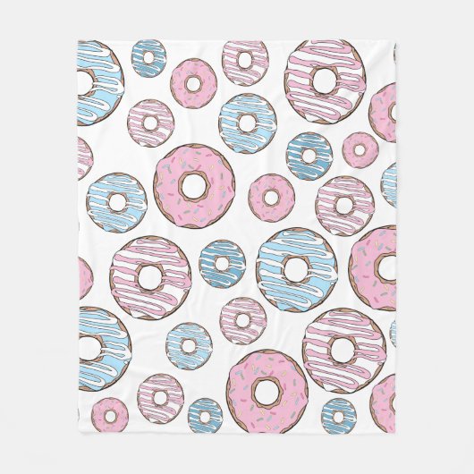patroon van donuts, roze donuts, blauwe donuts fleece deken (Voorkant)