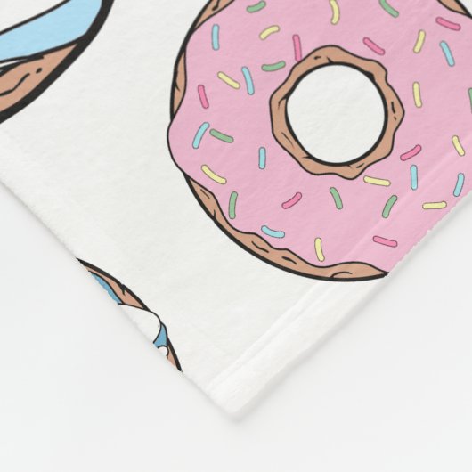 patroon van donuts, roze donuts, blauwe donuts fleece deken (Hoek)