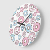 patroon van donuts, roze donuts, blauwe donuts grote klok (Hoek)