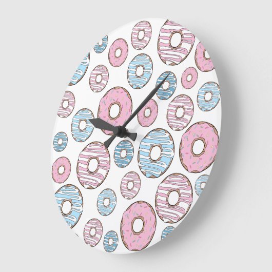 patroon van donuts, roze donuts, blauwe donuts grote klok (Hoek)