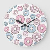 patroon van donuts, roze donuts, blauwe donuts grote klok (Voorkant)