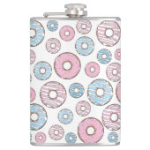 patroon van donuts, roze donuts, blauwe donuts heupfles (Voorkant)