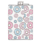 patroon van donuts, roze donuts, blauwe donuts heupfles (Achterkant)
