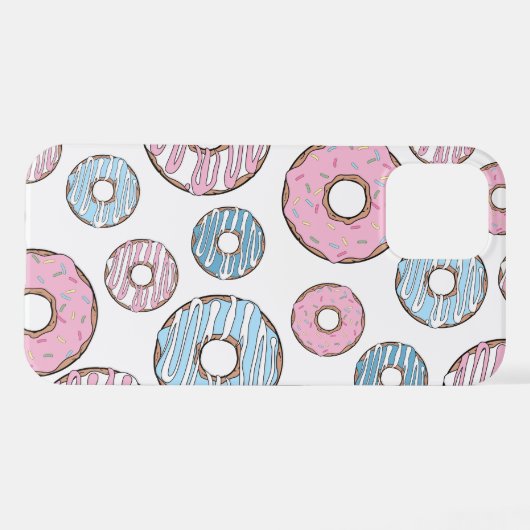 patroon van donuts, roze donuts, blauwe donuts iPhone hoesje (Achterkant horizontaal)