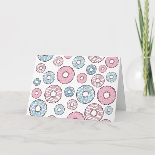 patroon van donuts, roze donuts, blauwe donuts kaart (Voorkant)