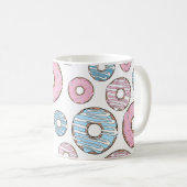 patroon van donuts, roze donuts, blauwe donuts koffiemok (Voorkant rechts)