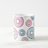 patroon van donuts, roze donuts, blauwe donuts koffiemok (Center)