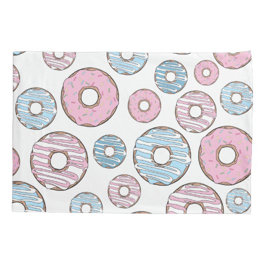 patroon van donuts, roze donuts, blauwe donuts kussensloop (Achterkant)